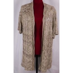 Faded Glory Crochet Cardigan 3 X 22W-24 W Open Knit Short Slv Acrylic C135
